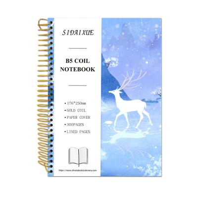 China Big Gold Hardcover B5 Custom School Agenda Coil Notebook Sketchbook for sale