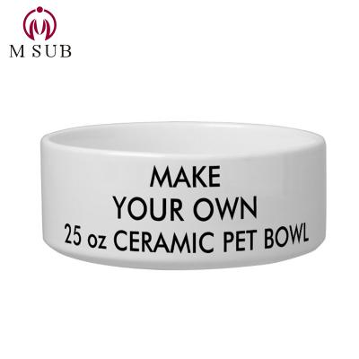 China viable HOT! Ceramic Pet Bowls Blank Sublimation Products Design Names Printed Bowl for sale