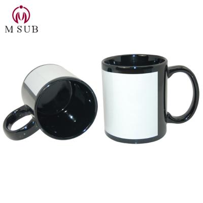 China Viable Full Color Mug With White Patch 11oz Dye Sublimation Photo Mug for sale