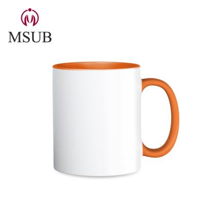 China Viable no minimum custom ceramic mug with logo ceramic wholesale 11oz two Tone Sublimation Coffee Mug Mugs for sale