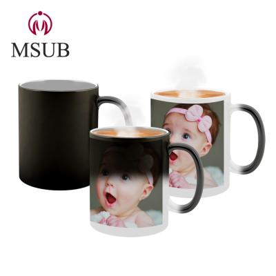 China Promotion 11oz viable coating masks black color magic mugs for sublimation wholesale for sale