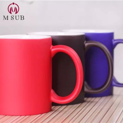 China Matte Black Heat Sensitive Magical 11oz Color Changing Mug Viable For Sublimation Printing for sale