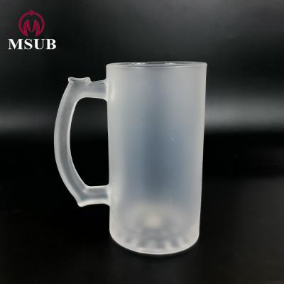 China Hot Selling Beer Mug Sublimation 16OZ Glass Beer Mug Sublimation Frosted Empty Wine Glass for sale