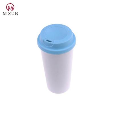 China Sustainable 450ml Polymer Tumbler Blank Coated Sublimation Customized Empty Plastic Cup for sale