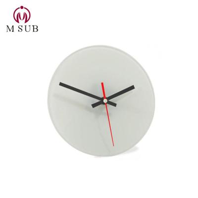 China Antique Style Sublimation Blanks Glass Wall Clock Arabic Numeral Transparent Glass Wall Clock For Home Decorative for sale