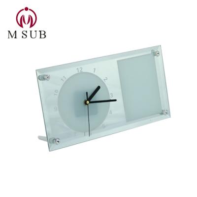 China Modern custom sublimation printed frosted glass wall clock antique style white sublimation clock glass for sale