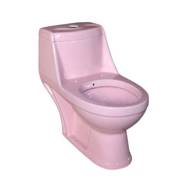 China Beautiful Double-Flow Bathroom Ceramic One Piece Colored Pink Toilet Bowls for sale