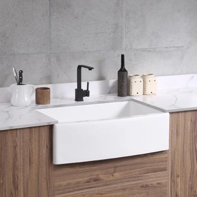 China Without Bowl European White Color Single Basin Farmhouse Undermount Faucet Color Ceramic Kitchen Sink for sale