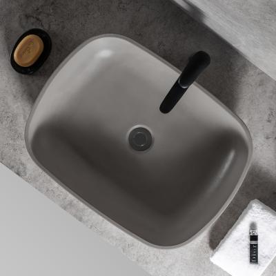 China New Modern Hot Sale Bathroom Concrete Oval Cement Wash Hand Basins Sink for sale