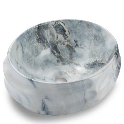 China Modern Lilac White Marble Wash Basin Around Luxury Bathroom Vessel Sink for sale