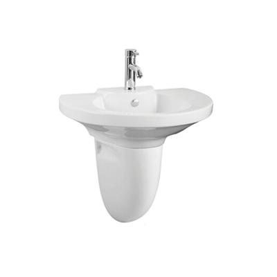 China Modern Cheap Price Bathroom Pedestal Half Wall Hung Ceramic Wash Basin for sale