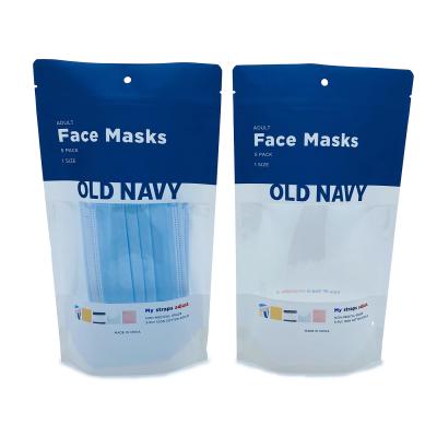 China Recyclable biodegradable barrier tissue paper zipper doypack laminted plastic packaging bag for face mask for sale