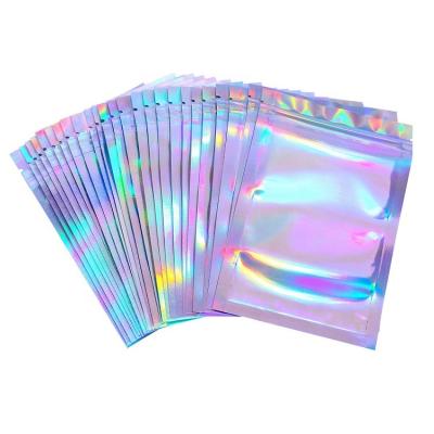 China Small MOQ Clear Hologram Plastic Moisture Proof Ziplock Packaging Barrier Holographic Mylar Bags for sale