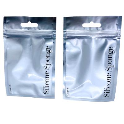 China ANTISTATIC silver matte logo printed anti-static hanging transparent small plastic packaging bags for silicone sponge for sale