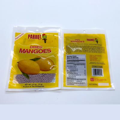 China Safety Shenzhen Factory 2.5 Ounce Three Sides Sealed Dried Mangoes Bag Plastic Moisture Proof Packaging Pouch For Food for sale