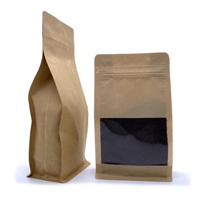 China Customized Moisture Proof POS Square Bottom Kraft Paper Food Packaging Plastic Laminated Bag With Zipper for sale