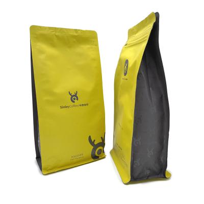 China Barrier custom design UV spot printing coffee bean aluminum foil bags with valve and zipper for grinded/roasted coffee for sale