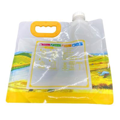 China Custom Clear Window Food Grade Moisture Proof Stand Up Pouch Sprung Bag With Handle For Rice Cereal Packaging for sale