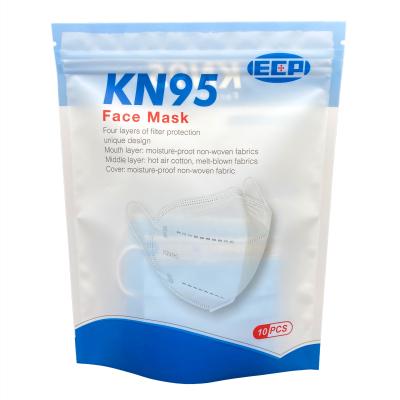 China Custom matte white ziplock seal bottom self security packaging Kn95 face mask plastic bag for 10 pcs kn95 for sale