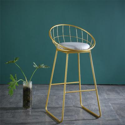 China New Luxury Gold Kitchen Furniture Nordic Large Home Affordable Stable Modern Bar Stools Metal Velvet Chair With Backrest for sale