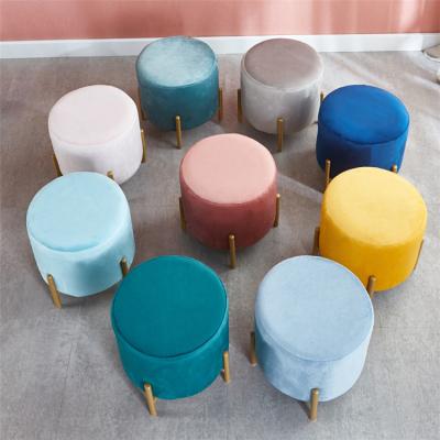 China Living Room Removable Flannel Cover Small Round Shoes Changing Sitting Stool for sale