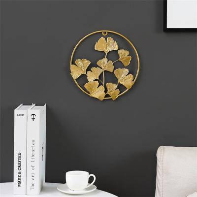 China Environmental Nordic style living room ginkgo leaf wall hanging sofa TV background wall bedroom wall golden decoration for sale