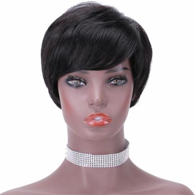 China Hair Wigs For Black Women Wholesale Short Hair Wigs For Black Women Short Pixie Cut Wigs Side Bangs Lace Up Non Front Human Hair Wigs for sale