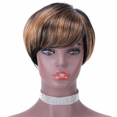 China Wholesale 180 Density Ombre Pixie Cut Human Hair Wigs Short Ombre Pixie Cut Wigs For Black Women Wigs None Lace Front Human Hair for sale