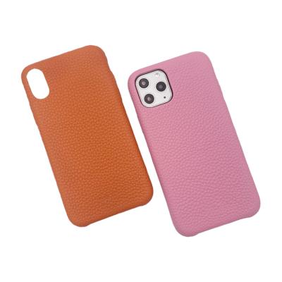 China Pebble Grain Style Phone Shockproof High Quality Genuine Leather Wrapped Full Case For iPhone 13 for sale