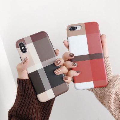 China Protect Soft Cell Phone Girls Plaid Phone Cover Case For iPhone X XR XS 11 Pro Case Shockproof TPU Touch Checked Phone Case For iPhone 7 8 Plus for sale