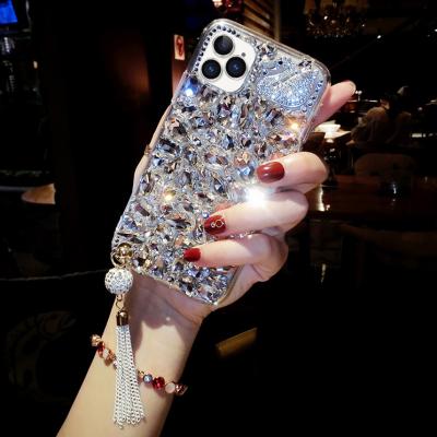 China Fashionable Swan Pattern TPU Shockproof Phone Case Glitter Phone Case with Tassel for iphone 11 12 pro XR for sale