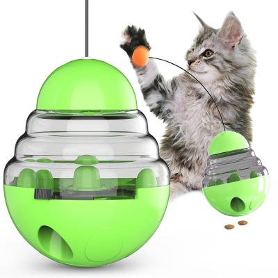 China Selling Sustainable Cat Slow Food Toy Dispenser Multifunctional Interactive Tumbler Leak Ball Turntable Toy Well for sale