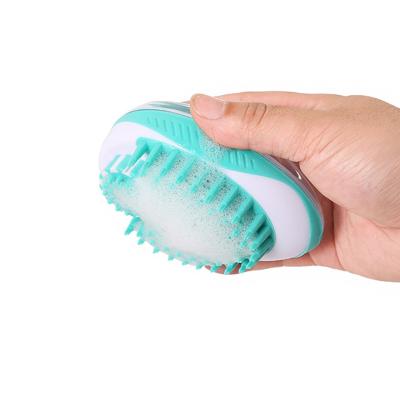 China New Style Stocked Professional Cleaning Tool 2 in 1 Dog Hair Brush Shampoo Dispenser Pet Massager Bath Brush for sale