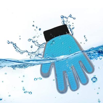 China Durable Widely Used 333 Pins Dog Cat Back Massage Bathing Hair Remover Gloves Pet Grooming Cleaning Gloves for sale