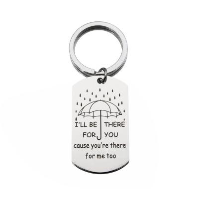 China 1pcs KEORMA Stainless Steel Jewelry Custom Valentine's Day Gift Ill Be There For You Couple Stainless Steel Key Chain for sale