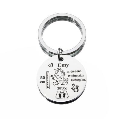 China 1pcs KEORMA Private Custom Jewelry Baby Birthday Stainless Steel Lettering Key Chain Keychain New for sale