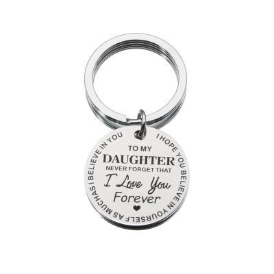 China 1pcs KEORMA Custom Jewelry To MY SON/DAUGHTER Laser Engraved Round Stainless Steel Key Chain Pendant for sale