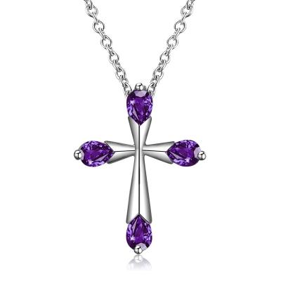 China Other High Quality Cute KEORMA Faith Necklace Colorful Cross Pendant Jewelry Exquisite Cross Love 925 Sterling Silver Diamond CZ Hope for sale