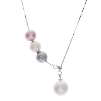 China Other 925 AAA Real Pearl Jewelry Sterling Silver Pearl Pendant Necklace Natural Authentic Freshwater Simple Necklace Chain for sale