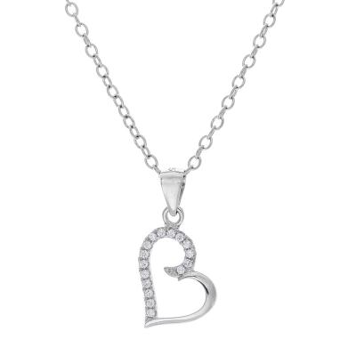 China Other Custom Wholesale New Creative Luxury Microset S925 Sterling Silver Zircon Hollow Heart Unisex Simple Necklace for sale