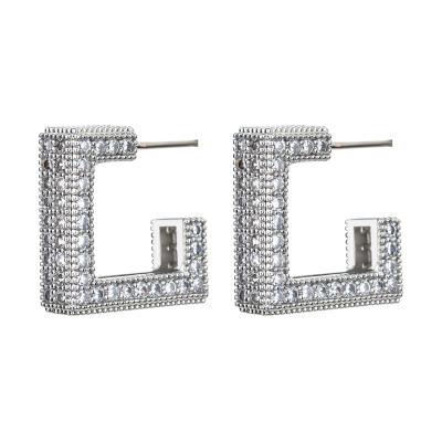 China KEORMA s925 2022 new style micro-set CLASSIC silver square zircon earrings female simple earrings fashion temperament earrings for sale