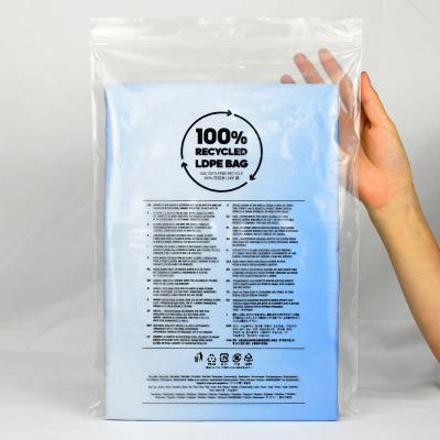 China Factory Recyclable BSCI Custom GRS Recycled Plastic Bag Apparel ACP Zip Bag Frost For Clothes With ISO 9001 2008 Certifications for sale