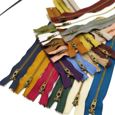 China Durable Custom Denim Zippers Tape Puller #3#4 Metal ZIP Jacket Zipper BRASS Metal Brass Zipper Zippers for sale