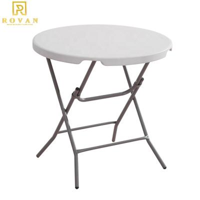 China Modern Wholesale Rovan Furniture Folding Table Round Plastic HDPE Table Used For Wedding for sale