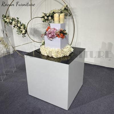 China Wholesale Modern Hot Sale Modern PVC Party Wedding Cake White Acrylic Square Table For Party Used for sale