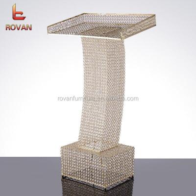 China Wholesale Wedding Crystal Podium + Metal Podium On Square Banquet Luxury Favor Party Crystal Pillar Podium for sale