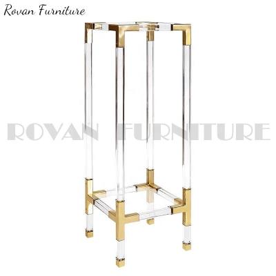 China Clear Acrylic Stand Wedding Decoration Gold PVC Flower Display Stand High Quality Acrylic Wedding Cake Stand For Event And Party for sale