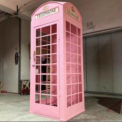 China Iron decoration rose wedding cheap decoration iron telphone booth wholesale for sale