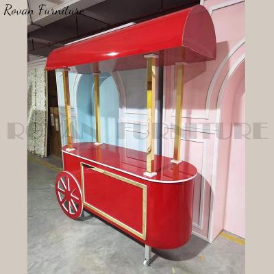 China New Style Acrylic+pvc Red Acrylic Dessert Display Cart Candy Cotton Carts Birthday Party Decoration For Parties for sale