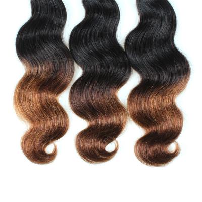 China Body Wave virgin peruvian human hair weft color ombre color 1B/30 for sale